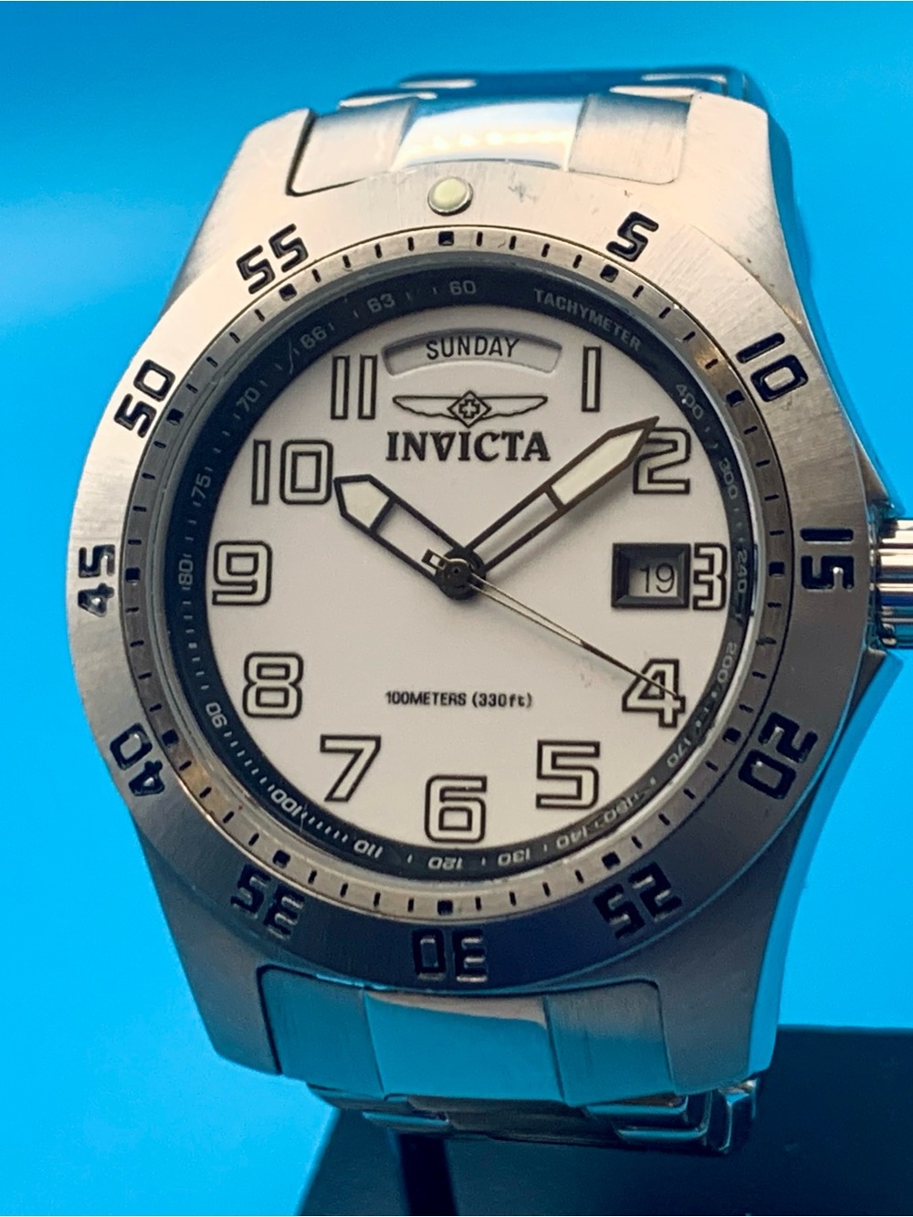 INVICTA 5429 Men’s Wristwatch Swiss Parts Movt St Steel Day/Date Works New Batt